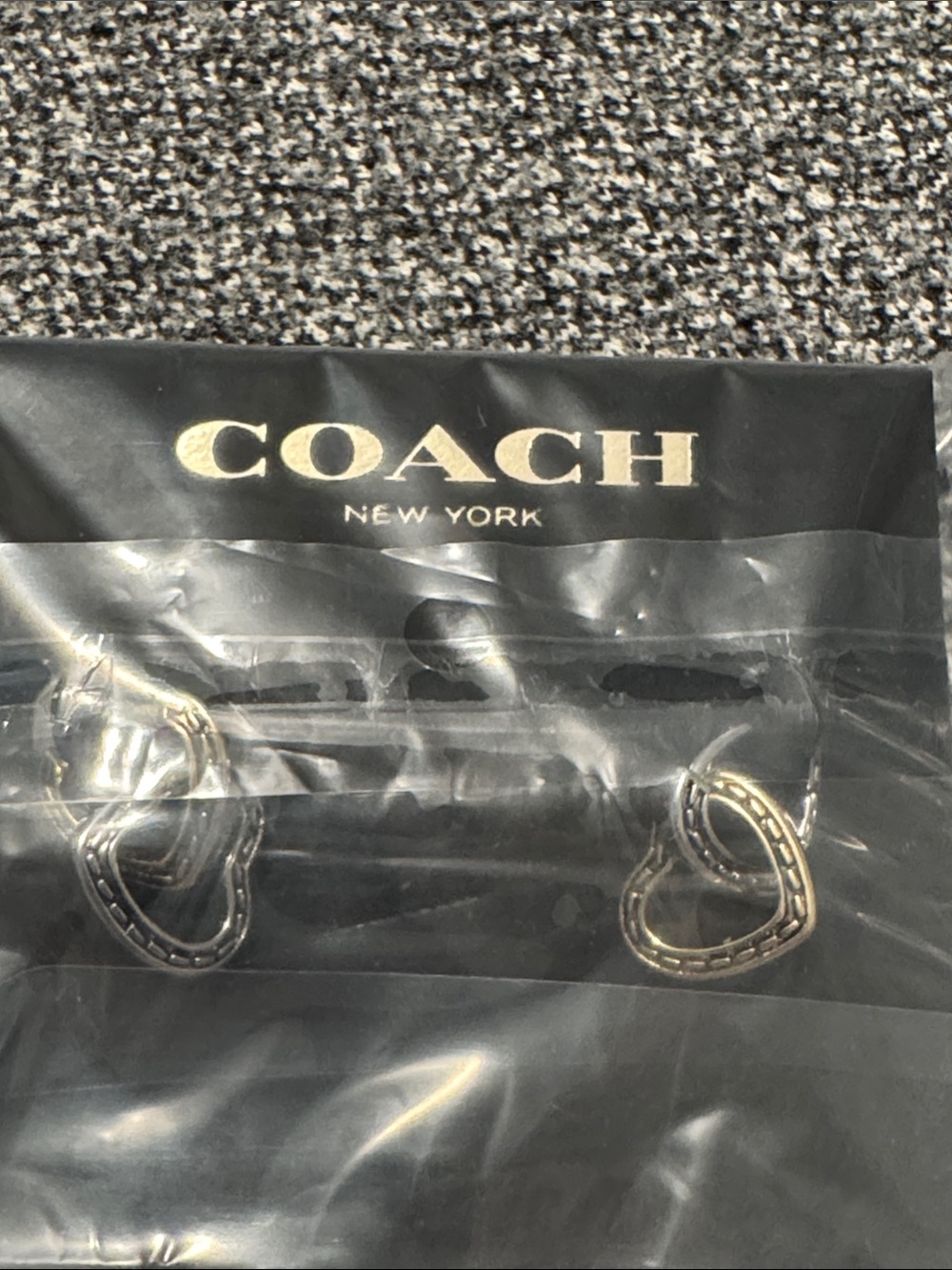 Coach Silver Heart Hoop Earrings - Silver - Picture 3 of 3